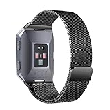 bayite for Fitbit Ionic Bands, Stainless Steel Milanese Loop Metal Replacement Strap with Unique Magnet Lock Accessories for Fitbit Ionic Small Black