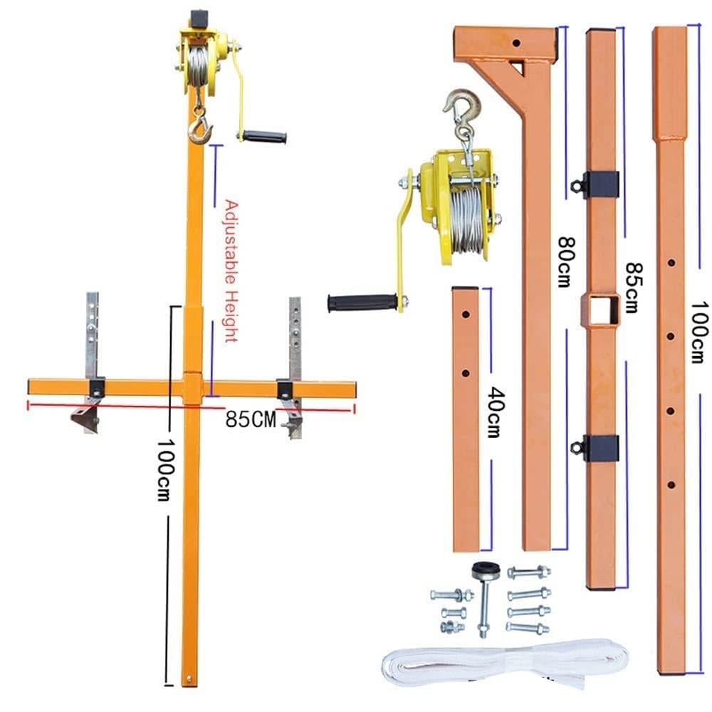 icVantA Install Air Conditioners Hand-cranked Winch, 10 15 20M Lifting Folding Self-Locking Manual Winch Disassembly Small Crane Tools (Color : Rope 15 Meter) (Rope 15 Meter)