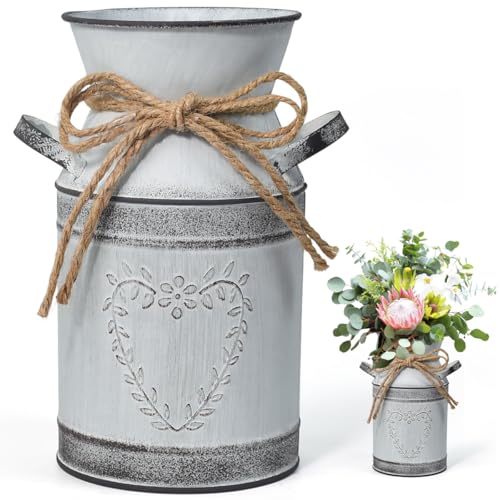 Zuxbolf Vintage Blumenvase Eisen Blumentopf Rustikal mit Herz Dekovase...
