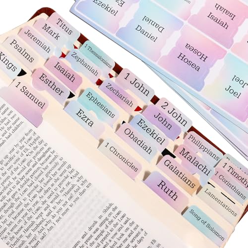 Colorful Rainbow Bible Tabs for Kids - Multi-Color Paper Index