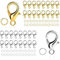 Pamtns 100 Pièces Pince de Homard Fermoir 12mm et 300 Pièces Anneaux de Saut Ouverts 5mm en Métal Fermoir Collier Fermoir Bracelet Anneaux de Saut Ouverts Attache Boucles d'Oreilles Fabrication DIY