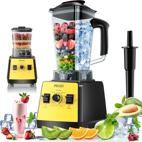 Image of Blenders for Kitchen, Smoothie Blender, 2400W /1000W Prasky Blender & Grinder Combo, 25,000 RPM High Speed, 68oz BPA-Free Food Processor, Countertop Blender for Smoothies, Shakes & Food (Yellow, 2L)