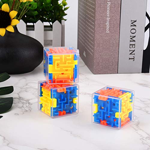 Fidget Pencil 3D Cube Maze Puzzle, 3 Pack Maze Puzzle Box Mind Puzzles Leisure Toys For Adults(Blue Yellow Orange) #TOP3