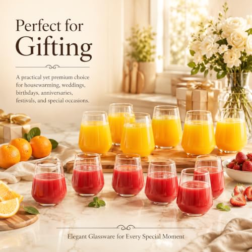 Image of bellemax 410ML & 360ML Water and Juice Glasses | Drinking Glasses for Water, Juice, Milk, Cold Drinks & Beverages | Premium Transparent Glass Tumblers for Home Set of 12