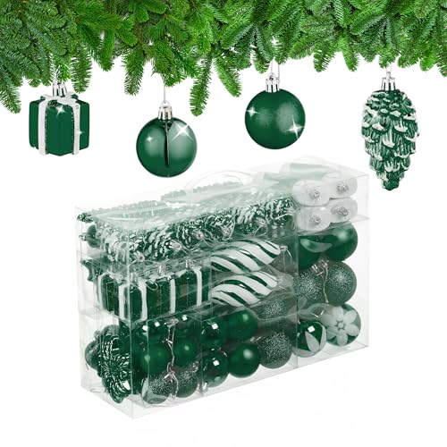 Christbaumkugeln Grün 13 Relaxdays Weihnachtskugeln 72er Set, glitzernde, Matte & glänzende...