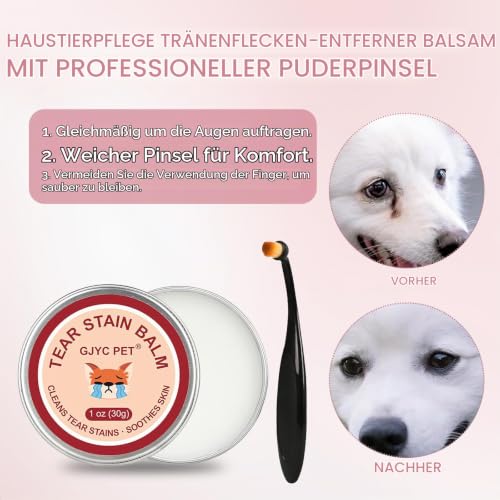 5 in 1 Tränenfleckenentferner Kit für Hunde & Katzen, mit Tränenfleckenbürste Augenpflege für Hundemit Profi-Bürste Sanftes und Wirksames reinigt sanft und stellt die strahlenden Augen Wieder her