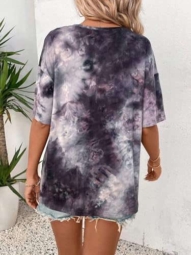 Image of Remidoo Women's Casual Oversized T Shirt Short Sleeve Graphic Tee Letter Tie Dye Shirts