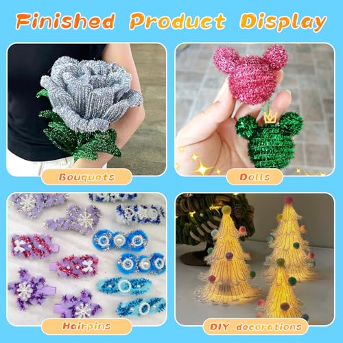 Image of ZXIIXZ 100 Pcs Pipe Cleaners, Glitter Silver Pipe Cleaner Craft Supplies