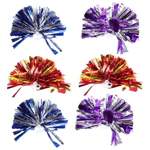 VANZACK Hand-cranked Flowers Cheerleading Props 6pcs Pink Pom Poms Portable Cheerleader Accessories for