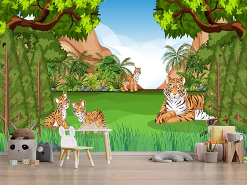 Image of Cartoon Design Kids Theme Vinyl Poster Animals Wallpaper Wall Sticker for Home Decor, Living Room, Bedroom,Kids Room, Play Room (Self Adhesive Vinyl, 5x7 feet i.e 60x84 inch) 05