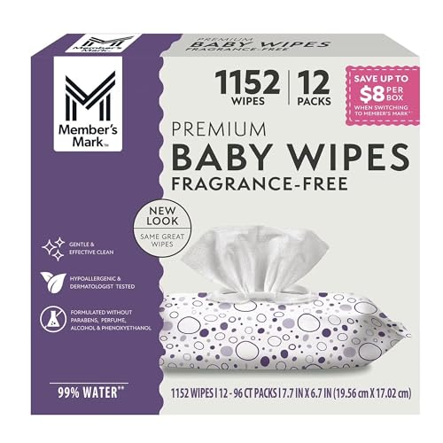 Image of Member's Mark Fragrance Free Baby Wipes (Netcount 12 Pack 96 Wipes in Each), 12Count ()