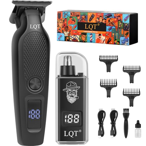 Image of Hair Clippers for Men, Professional Hair Trimmer Barber Cordless Zero Gapped T-Liner Shaver with LCD Display & Nose Trimmer, Mens Gifts for Beard, Hair Cutting and Grooming Gifts for Father