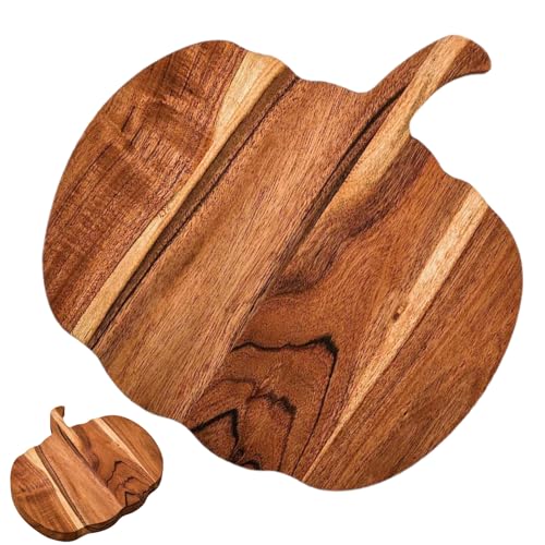 Bandeja con forma de calabaza - tablero de charcutería de cocina, servicio de madera estacional | Tabla de cortar madera con mango para rebanar queso, comidas festivas, verduras, carne, decoración
