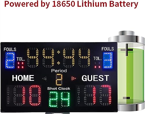 Marcador electrónico digital para baloncesto, marcador LED de 15 dígitos con control remoto, dos métodos de alimentación y cronómetro de carreras para baloncesto, fútbol, etc. miniatura 4