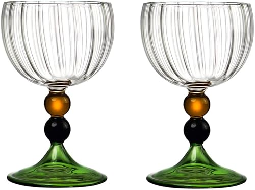 Miniatura 13 de Juego de copas de vino creativas de grano vertical, copas de champán, cócteles, tazas de café, cristalería para el hogar, bar/fiesta, verde, 4