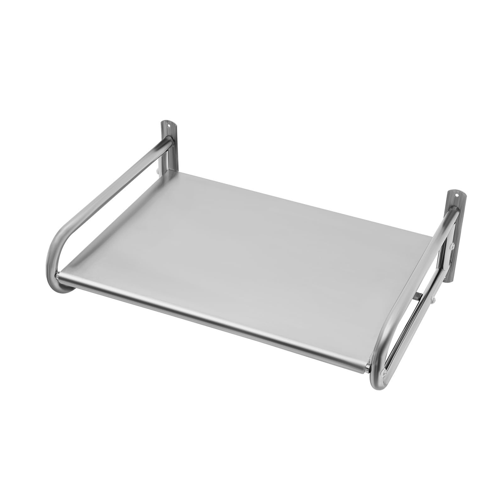 Giniania Microwave Shelf with 6 Hooks, Stainless Steel Wall Mounted Microwave Oven Rack, 53 x 38 x 18cm, Max. 30kg, Silver Kitchen Rack Holder Organizer for Homes Restaurants