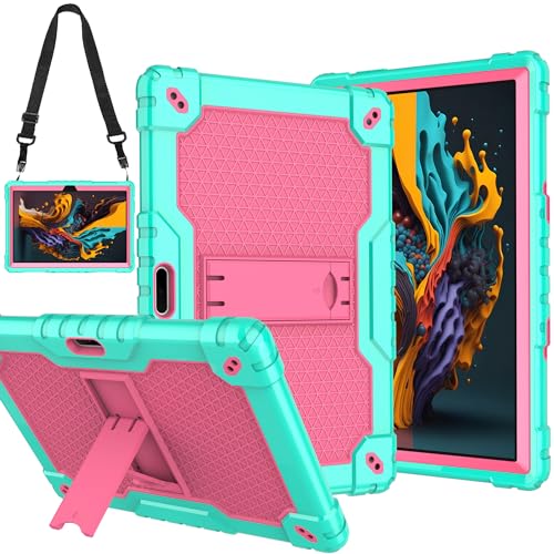 Doemoil Case for 10 inch Pritom M10/quntiCO Y10/Digiland DL1036/Gateway/Voger priorpad X100 /VUCATIMES N10/ Fivahiva 10 inch Tablet Case with Kickstand Rubber Hybrid Protective Case (Green/Pink)