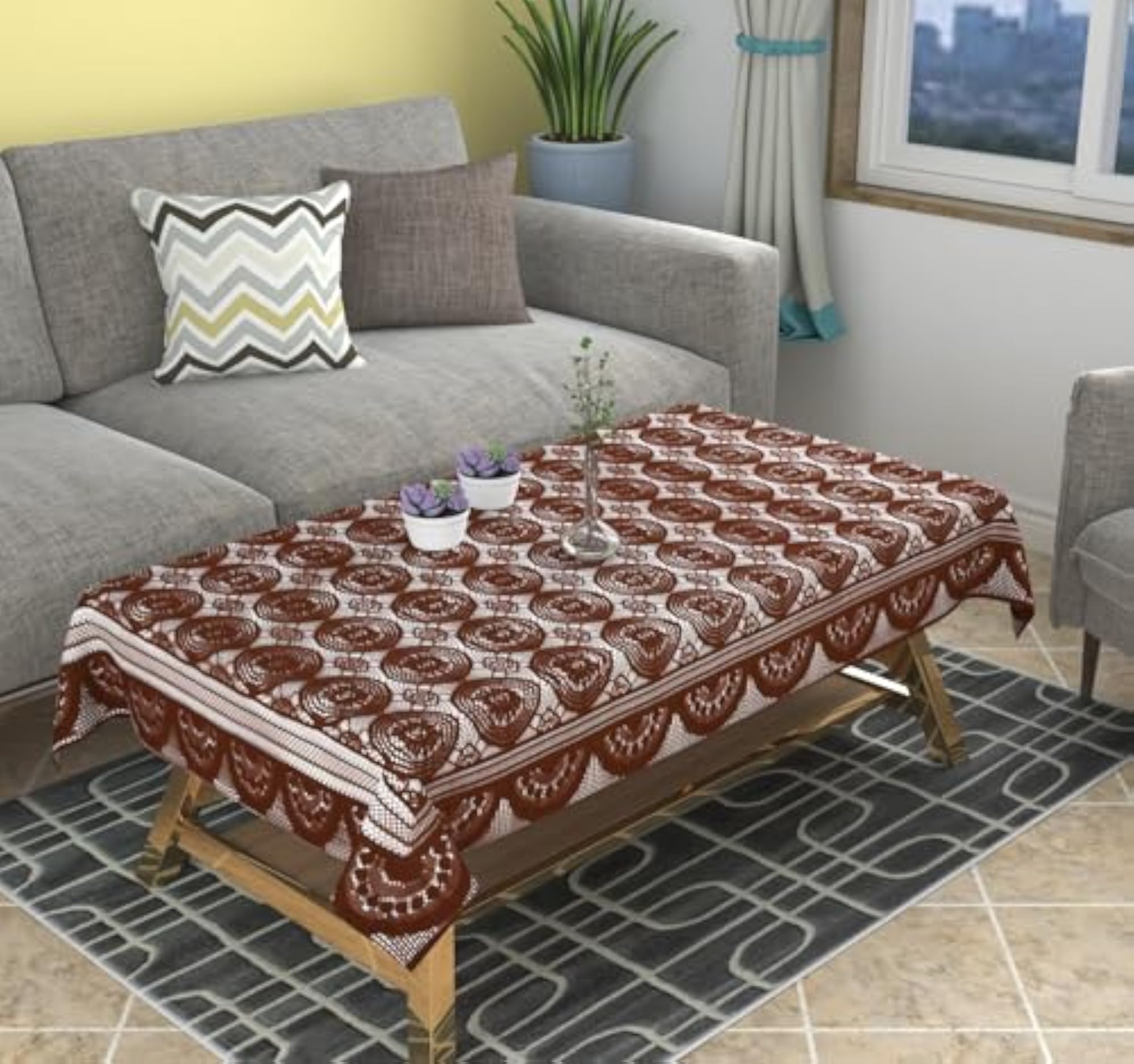Jai GURUJI Handloom Dining Table Cover, Rectangular Tablecloth