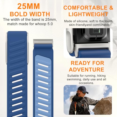 Image of omee Silicone Sport Band Compatible with Whoop 5.0 Band Strap Men Women, Breathable Sport Adjustable Waterproof Replacement Wristbands Straps for Whoop 5.0 Silicone Bands
