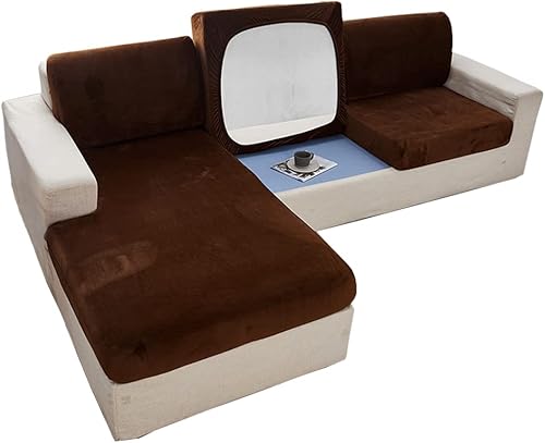 lygooh Fundas de cojín de terciopelo elásticas para sofá, fundas de cojín para sofá, protector de muebles con parte inferior elástica para sofá,