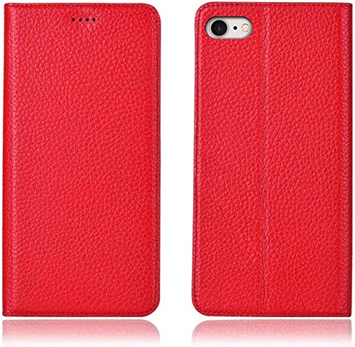 Étui iPhone SE 2022 cuir motif lychee rabat antichoc rouge