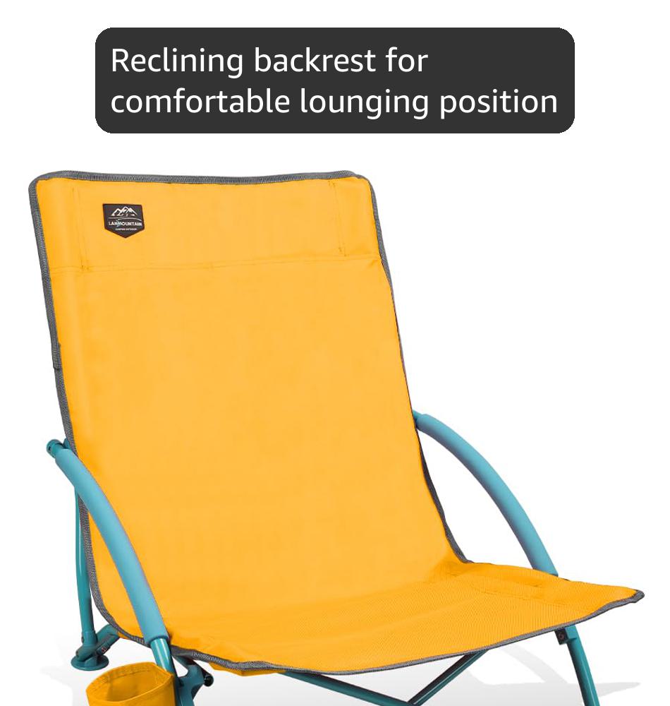 Amazon.com: LANMOUNTAIN 2 Pack Low Beach Chair,Folding Recliner