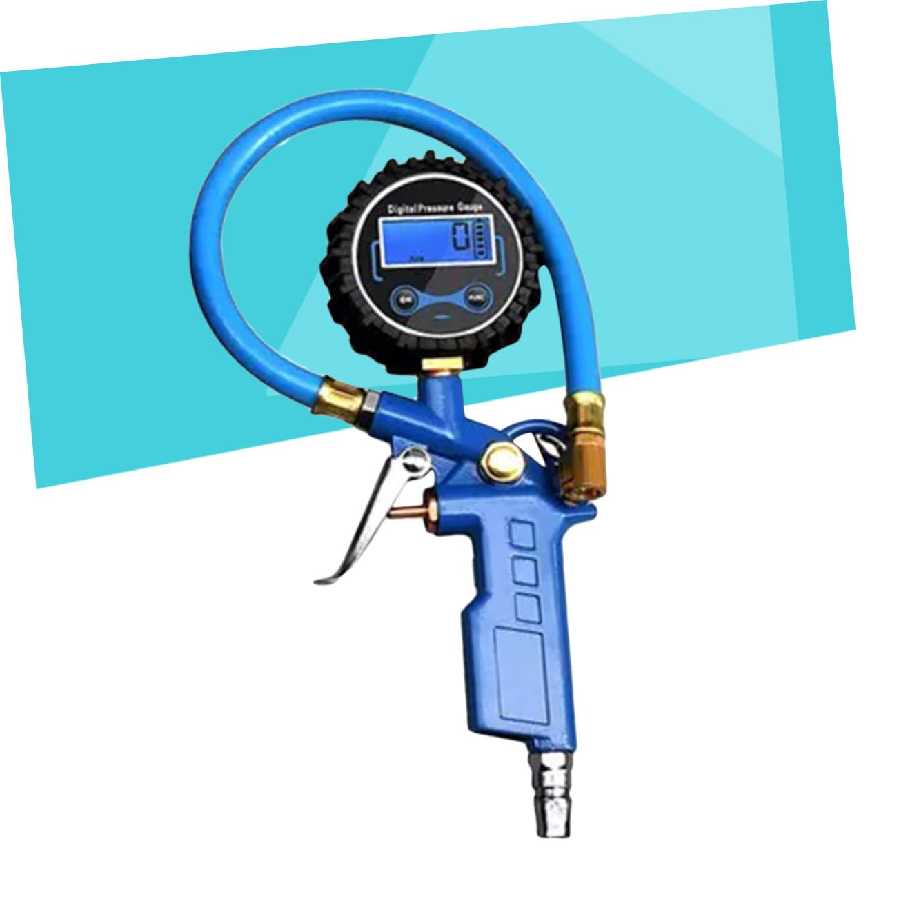 Mikinona Digitales Robustes Reifendruckmessgerät mit Metallchuck Einhändige Bedienung Batteriefrei für Auto Suv Motorrad Fahrrad Genaue Druckanzeige Langlebig Blau