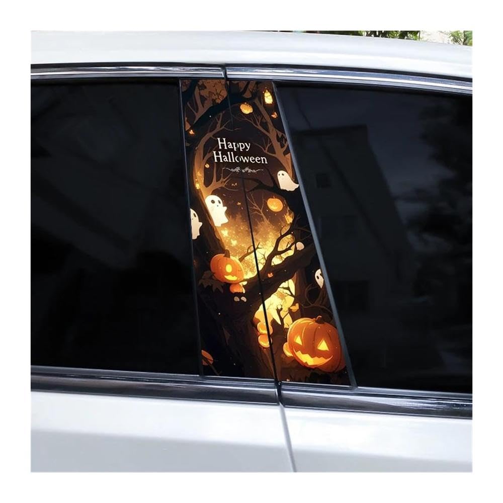 Body Parts 2pcs Car Center Pillar Sticker Ghost Waterproof Protective Film(E)