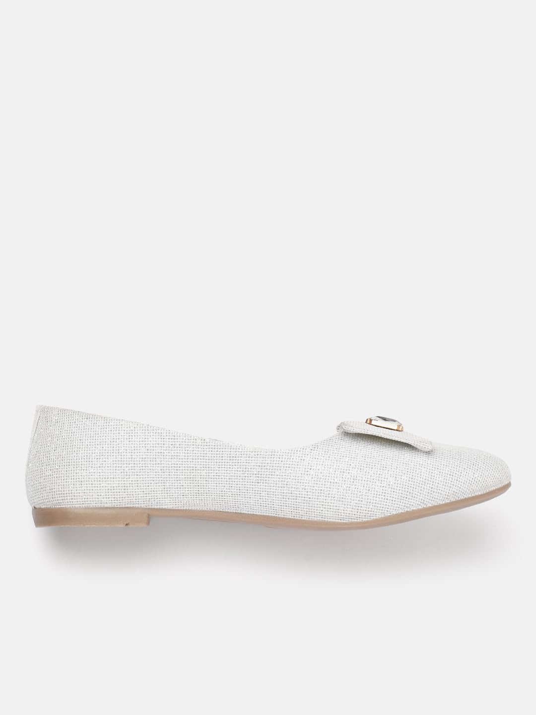 Marc Loire Women's Slip-On Embellished Flat Ballerina Shoes for Casual Wear, Party and Formal Occasions (White, UK Footwear Size System, Adult, Women, Numeric, Medium, 5) 3