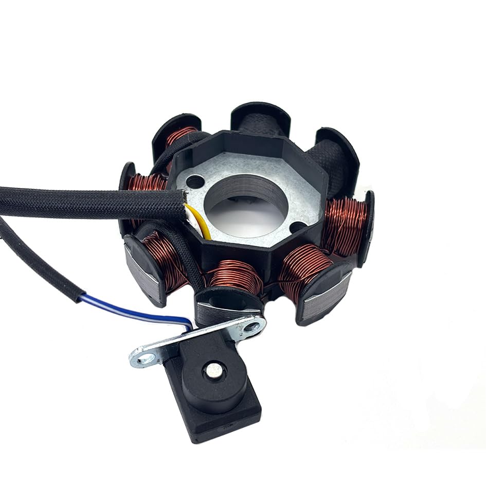 GY6 Magneto Stator Flywheel Rotor Kit,8 Coil Copper Stator for GY6 50cc 139QMB 139QMA Scooter Moped ATV Go-Kart Engine,High Performance Part with Flywheel Puller & Clutch Lock Tool (90° Mounting Hole)