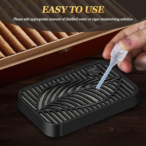 Cigar Humidifier, Rectangle Black Premium Cigar Humidor Humidifiers, Maintains Ideal Humidity Levels to Keep Cigars Fresh - Image 4