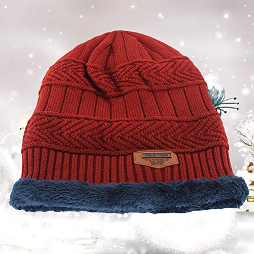 Gorro masculino de tricô KesYOO de crânio de inverno com forro de lã grossa e despojado (cinza escur