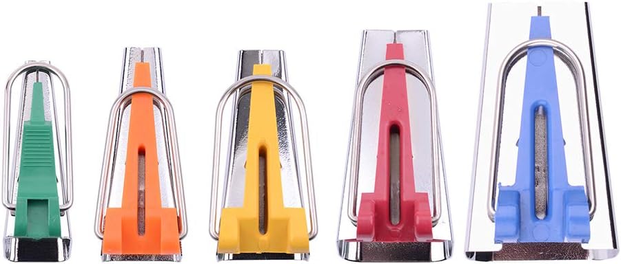 DOITOOL Sewing Bias Tape Makers Set of 5 Sizes Fabri Bias Tape Maker Kit 6mm 9mm 12mm 18mm 25mm DIY Quilting Tools Kit (Assorted Color)
