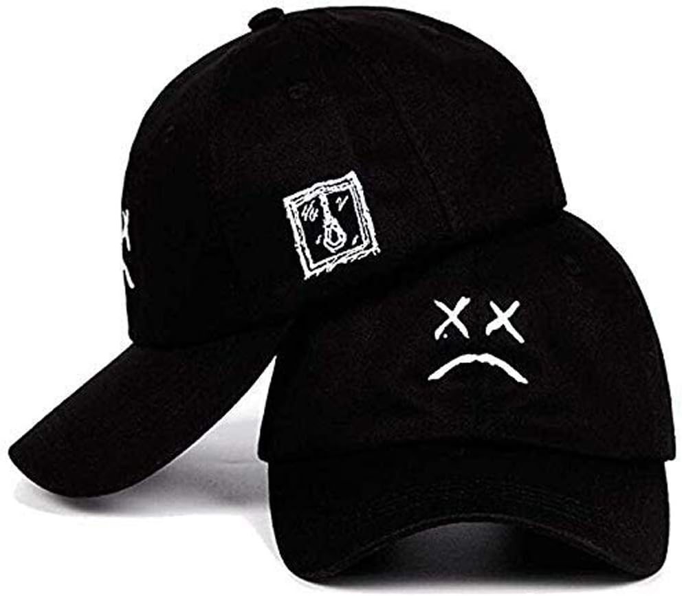 Sad Boys Adjustable Hat Crying Face Embroidery Baseball Cap Dad Hat Hip Hop Cap Black - Black - One Size