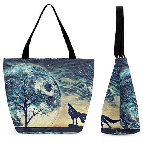 Sac de shopping pour voyage Loup et Arbre, le grand sac à main anti-encombrement