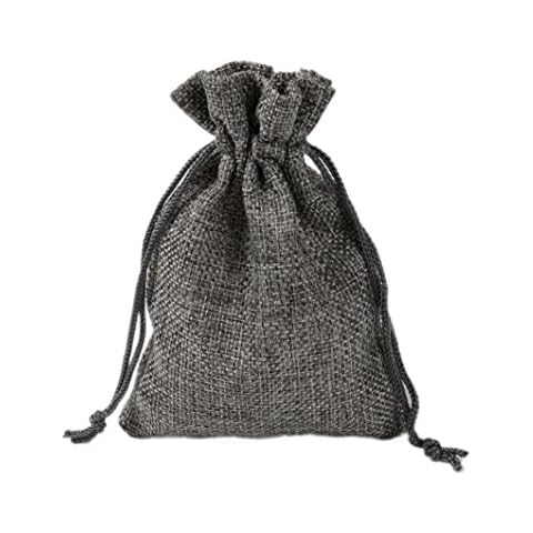 20 Pcs Linen Cloth Drawstring Bags, YFZYT Pure Color Reusable Beam Pocket Goods Storage Pocket Cotton Hessian Beam Pocket for Trinkets, Pendants, Herbal Bags, Toys - 20 Pcs, 17x23 cm, Gray Cover
