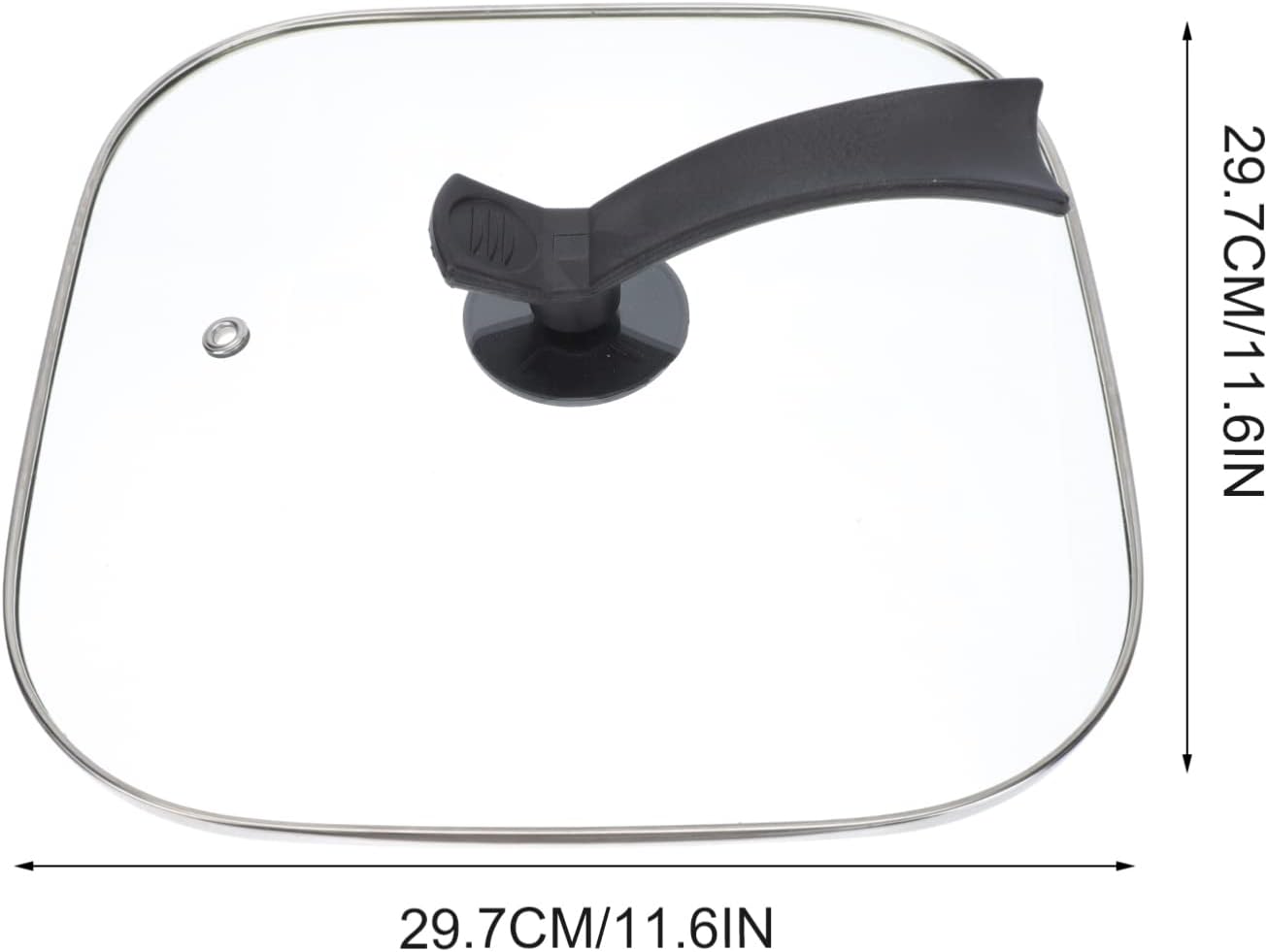 Cabilock 12 Inch Square Electric Wok Glass Lid with Tempered Glass Vertical Handle Pressure Vent and Stainless Steel Rim for Multi-Functional Square Cooking Pots