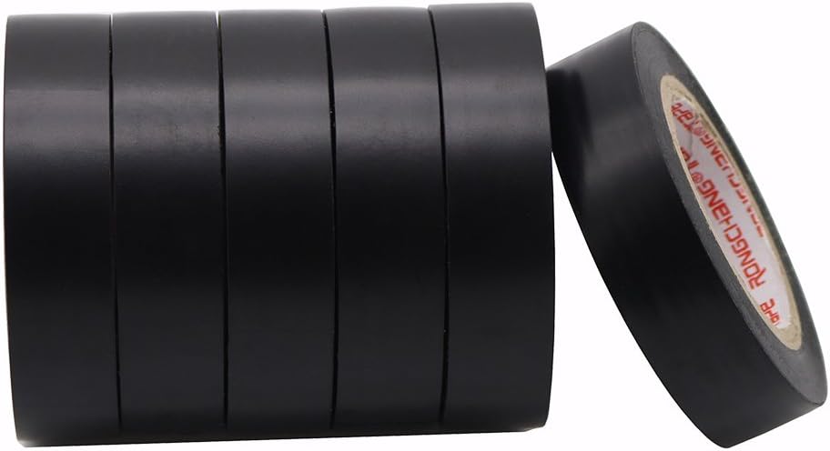 PVC Electrical Insulation Tape Strong Electrical Tape 18mm 17m 6 Pack (Pure Black)