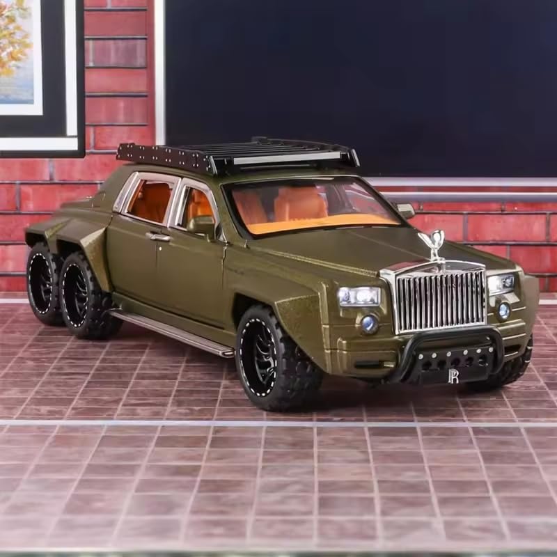 Image of Alokik Enterprise 1:32 6 x 6 Modified RR Phantom Die-Cast Metal Pull Back Car with 6 Openable Doors with Sounds and Lights Toy Decoration Car Best Gift Toys for Kids【White】