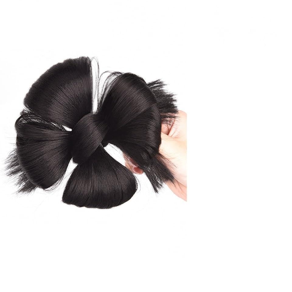 Hair Bun Synthetic Chinese Style Bun Hair Piece with Duck Billed Clip Hanfu Ancient Style Hair Extensions Scrunchies(Dark Brown)