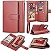 Takfox Wallet Case for iPhone 11, iPhone 11 6.1 Leather Wallet Case with ID Credit Card Holder Slots Folio Flip Kickstand Detachable Magnetic Phone Case & Carrying Wrist Strap for iPhone 11-Wine Red