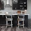 Maven Lane Alexander Counter Stool 26 Inches Swivel Stool with Footrest Grey Solid Wood and Grey Faux Leather Upholstery Perfect for Kitchen Island and Counter
