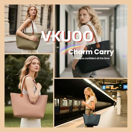 Nylon tote bag for women with makeup bag，Foldable handbag for women with zipper, Weekend large Top-Handle shoulder Hobo purse2