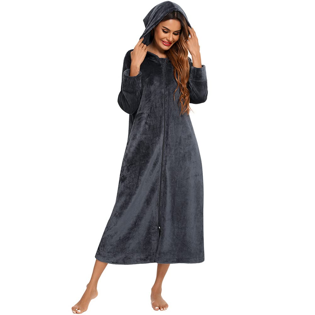 Peignoir en peluche zippé pour femmes - Peignoir doux et chaud - Pyjama décontracté - Vêtements de détente