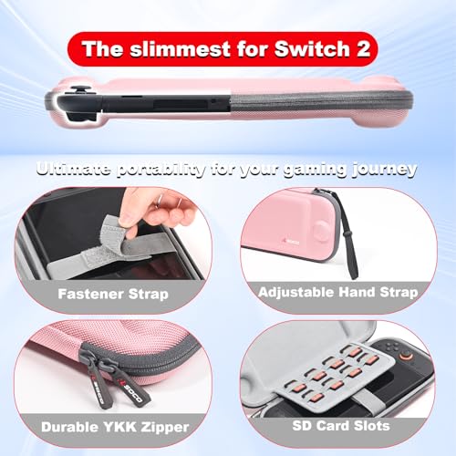 Image of RLSOCO Slim Case for Nintendo Switch 2 Game Console with 8 Game Card Slots - Pink (Case Only)