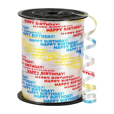 Plain Waterproof Ribbon,3/16 inch x 500yards Curling Ribbon for Gifts Package Wrapping,Bows,Crafting (Happy Birthday) Cover