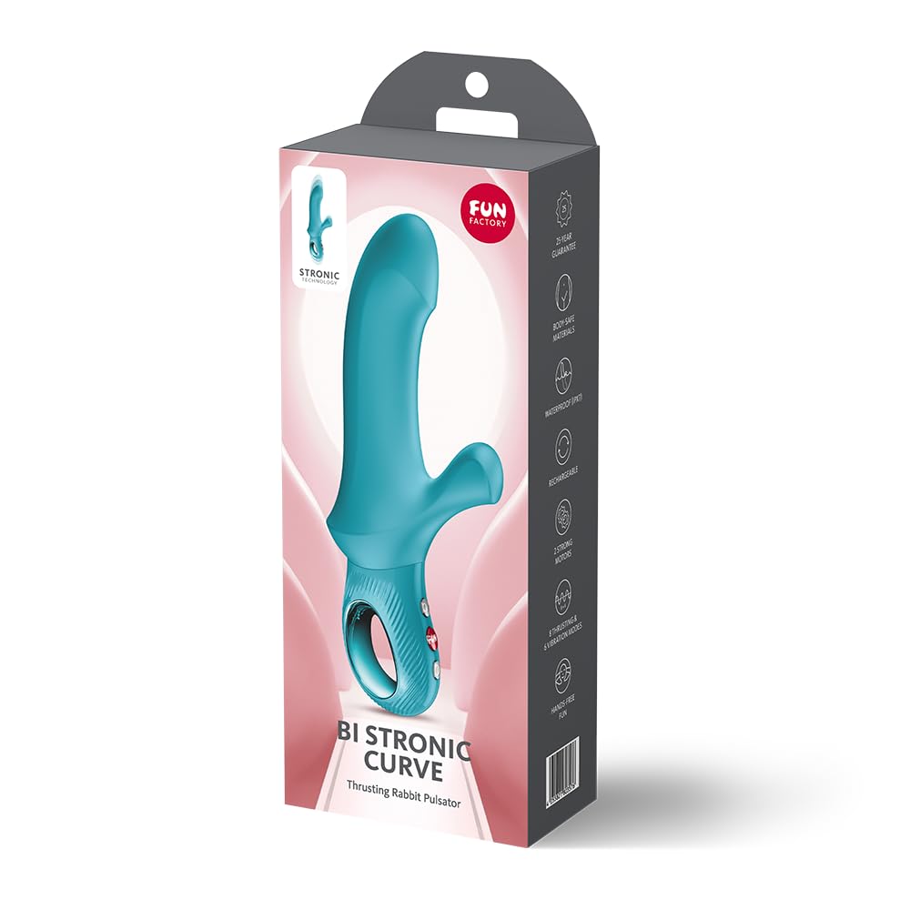 Fun Factory Bi Stronic Curve | 8 programas de empuje y 6 | De vibración vibrador rabbit con función de empuje para mujeres | curva especial para el punto G y estimulación del clítoris