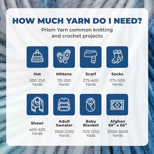 Image of Mary Maxim Prism DK Yarn, Soft Acrylic Variegated Yarn for Crocheting and Knitting, Ideal for Blankets, Sweaters and Baby Projects, 3.5 oz Skein, 290 Yards - Denim Blues
