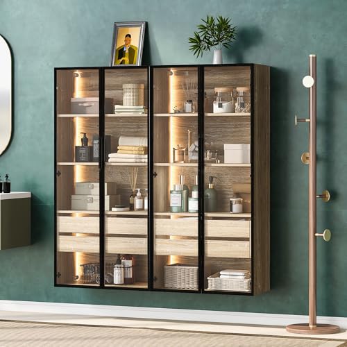 OKMYHOME Vitrina de 2 piezas con iluminación...