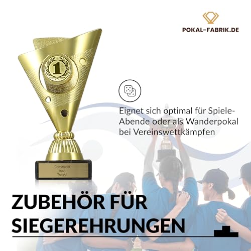 Pokal mit Gravur Wunschtext in Gold für Sportveranstaltungen